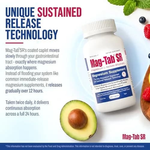 MAG-TAB SR Extended Release Magnesium Lactate 60 Count | Supports Sleep & Muscle Health thumbnail 5