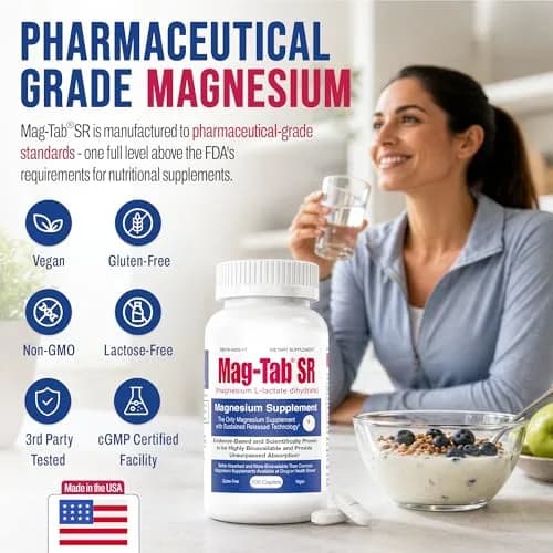 MAG-TAB SR Extended Release Magnesium Lactate 60 Count | Supports Sleep & Muscle Health thumbnail 8