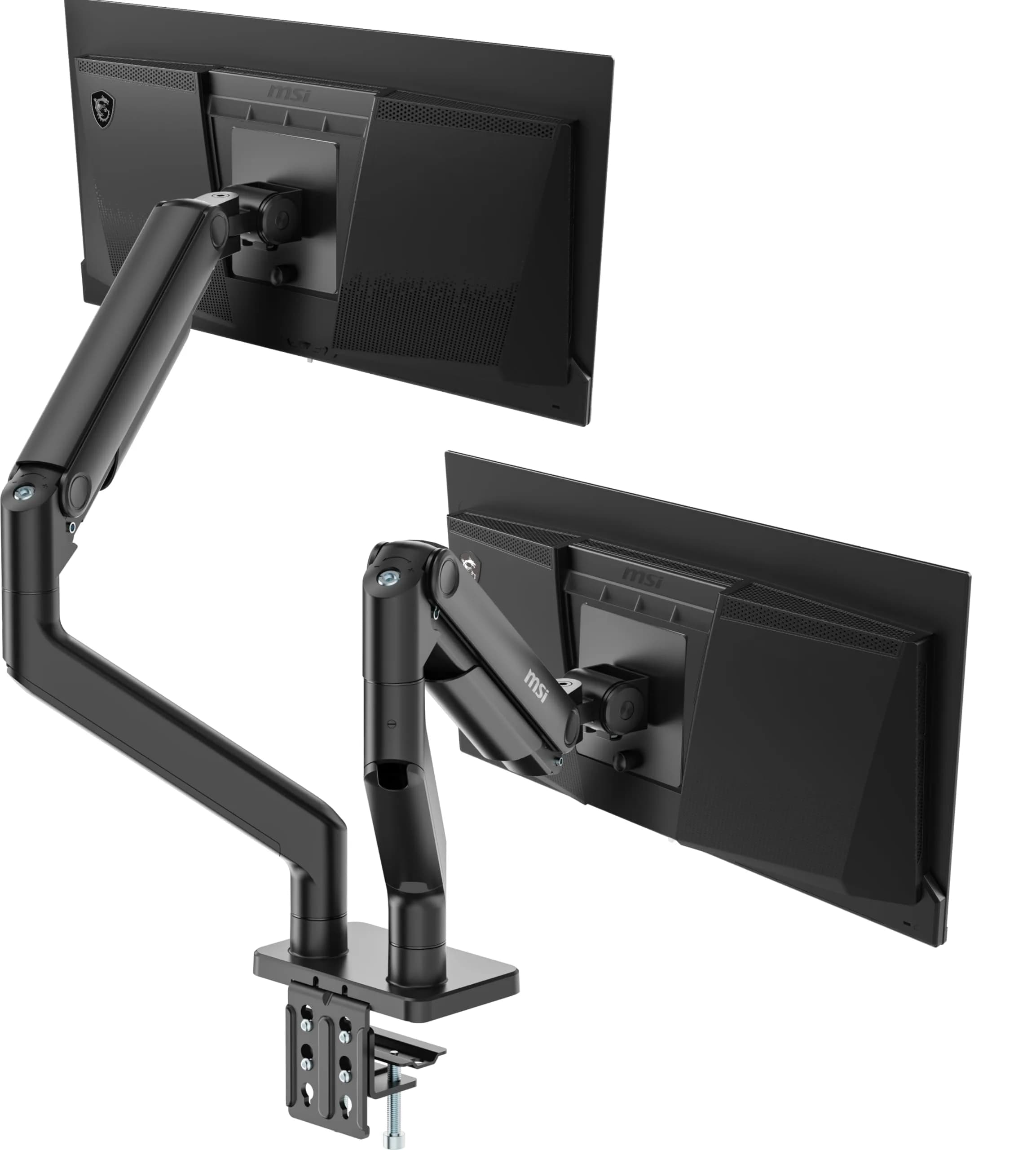 MSI MAG MT201D Dual Monitor Stand Arms Support 17-45" | Heavy Duty, VESA Compatible, Adjustable, 44 lbs per Screen