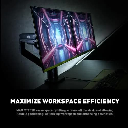 MSI MAG MT201D Dual Monitor Stand Arms Support 17-45" | Heavy Duty, VESA Compatible, Adjustable, 44 lbs per Screen thumbnail 3
