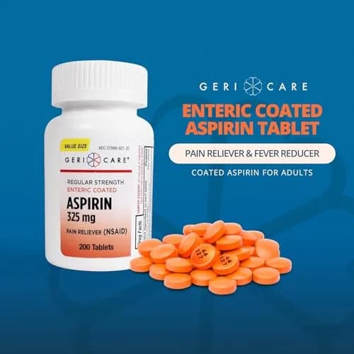 GeriCare Aspirin Tablets 325mg | Enteric Coated Pain & Fever Relief for Adults thumbnail 4
