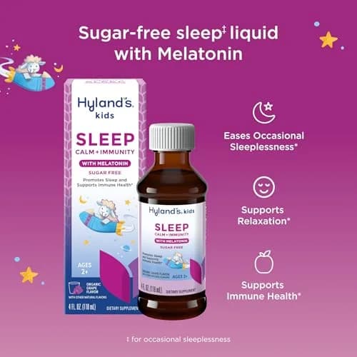 Hyland's Kids Melatonin Sleep + Immune Support, Sugar-Free, 4oz | Supports Sleep & Immunity for Ages 2+ thumbnail 2