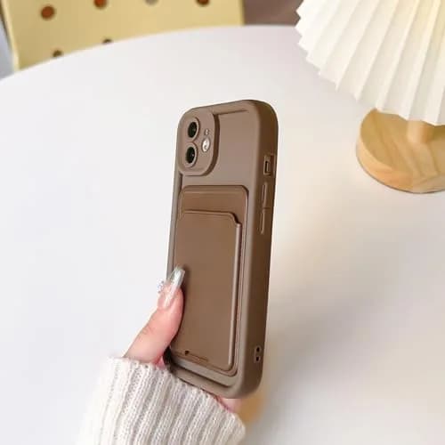 Lovmooful for iPhone 12 Case Brown | Stylish Card Holder & Medium Protection thumbnail 5
