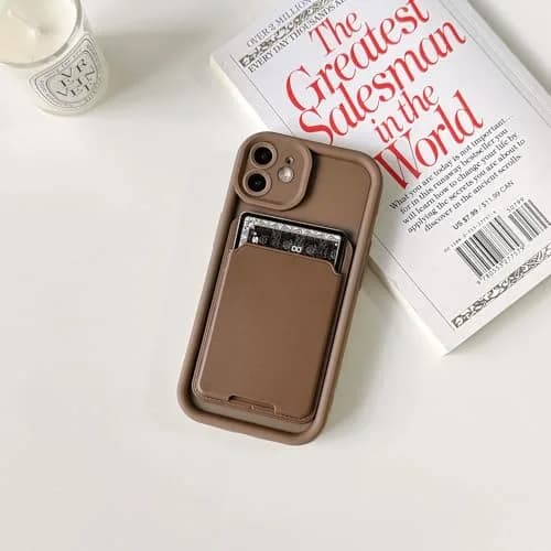 Lovmooful for iPhone 12 Case Brown | Stylish Card Holder & Medium Protection thumbnail 2