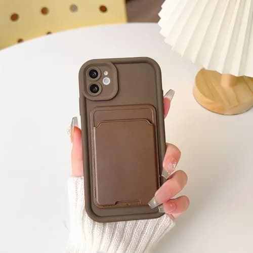 Lovmooful for iPhone 12 Case Brown | Stylish Card Holder & Medium Protection thumbnail 3