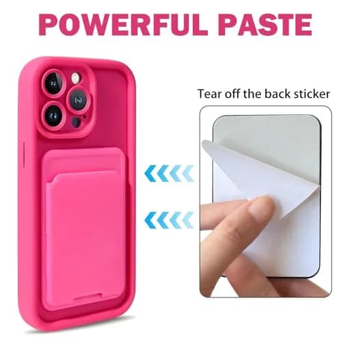 Lovmooful for iPhone 15 Pro Case Cute Color Card Holder-Hot Pink | Slim, Stylish & Practical thumbnail 4