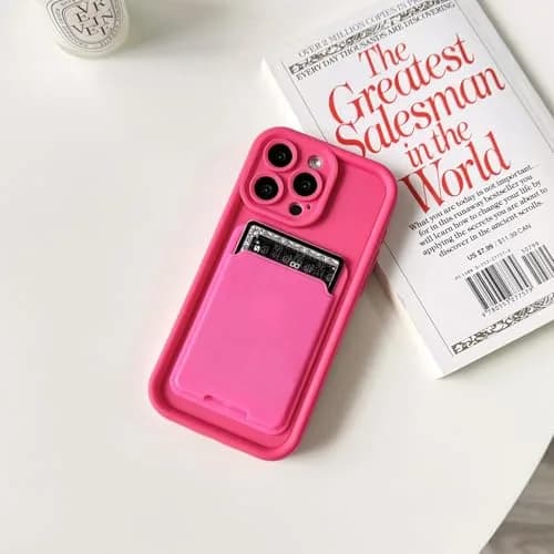 Lovmooful for iPhone 15 Pro Case Cute Color Card Holder-Hot Pink | Slim, Stylish & Practical thumbnail 2