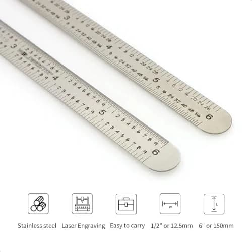 WeldingStop 6-Inch Machinist Ruler Set 3pcs | 150mm Flexible Stainless Steel Rule with 5R Graduations thumbnail 5
