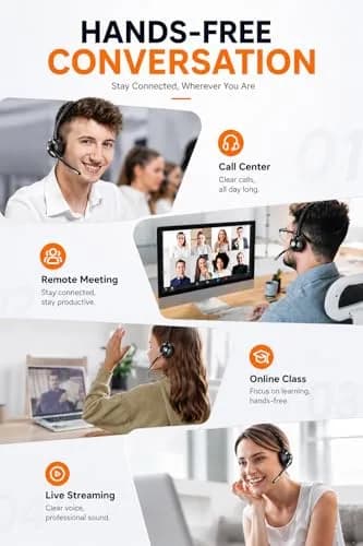 TECKNET Wireless Headset with Noise Cancelling Mic & USB Dongle | 20-Hour Battery Life thumbnail 8