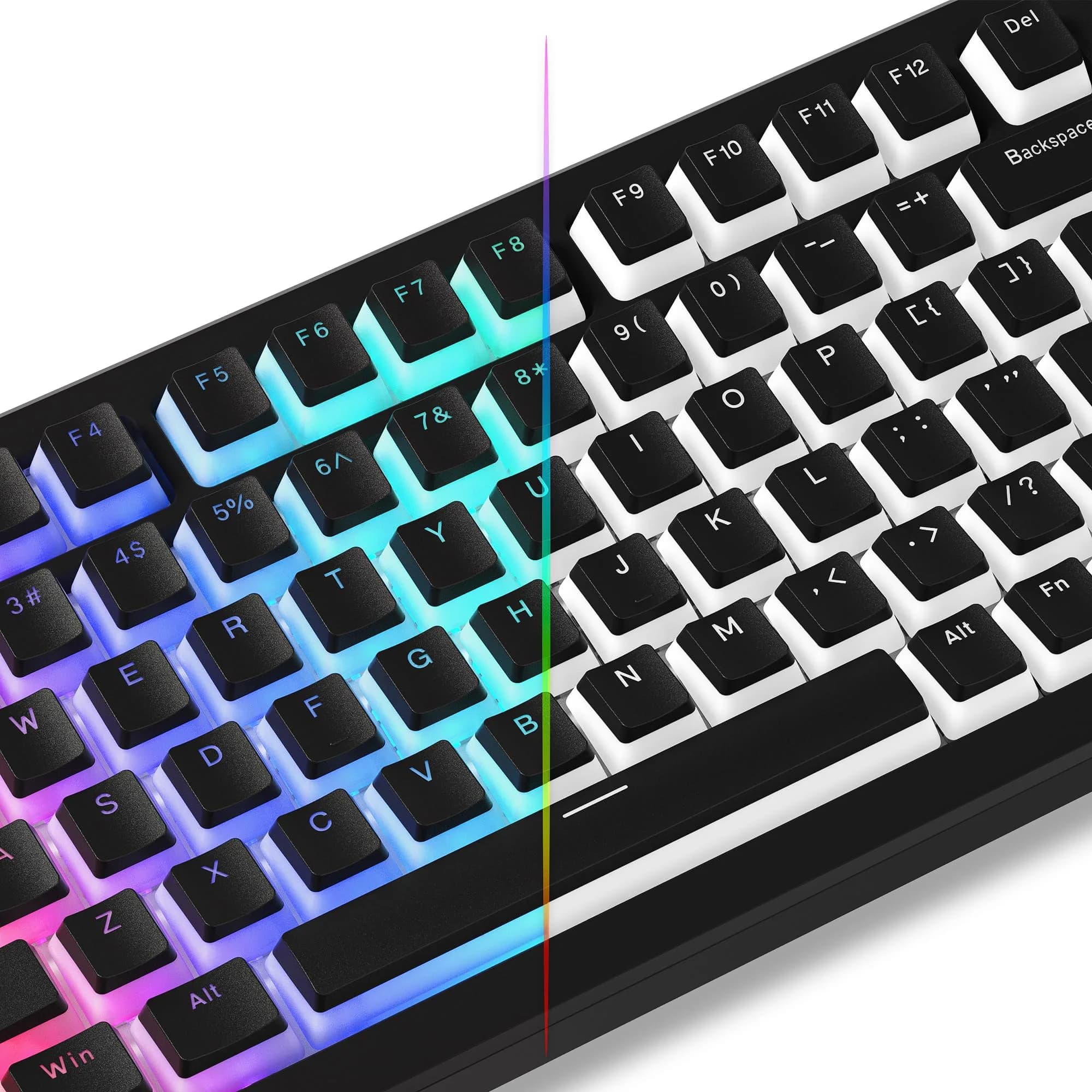 Womier Pudding Keycaps, Black PBT Shine Through Keycaps | Custom OEM Profile for MX Switches — Black