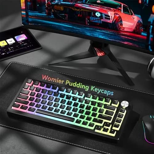 Womier Pudding Keycaps, Black PBT Shine Through Keycaps | Custom OEM Profile for MX Switches thumbnail 6