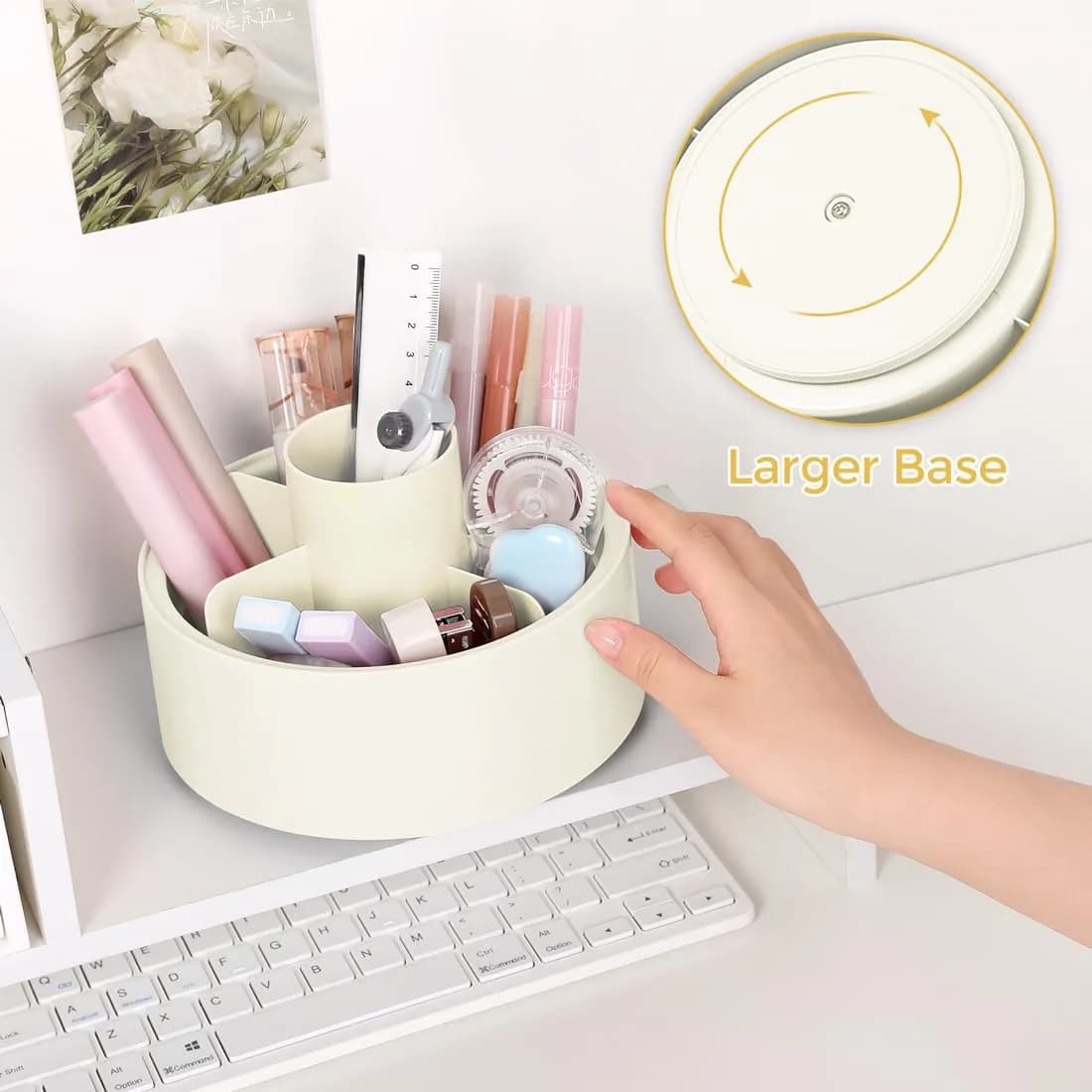 SKYDUE Rotating Pencil Pen Holder with 6 Slots | Desk Organizer for Office, School, Home - view 3