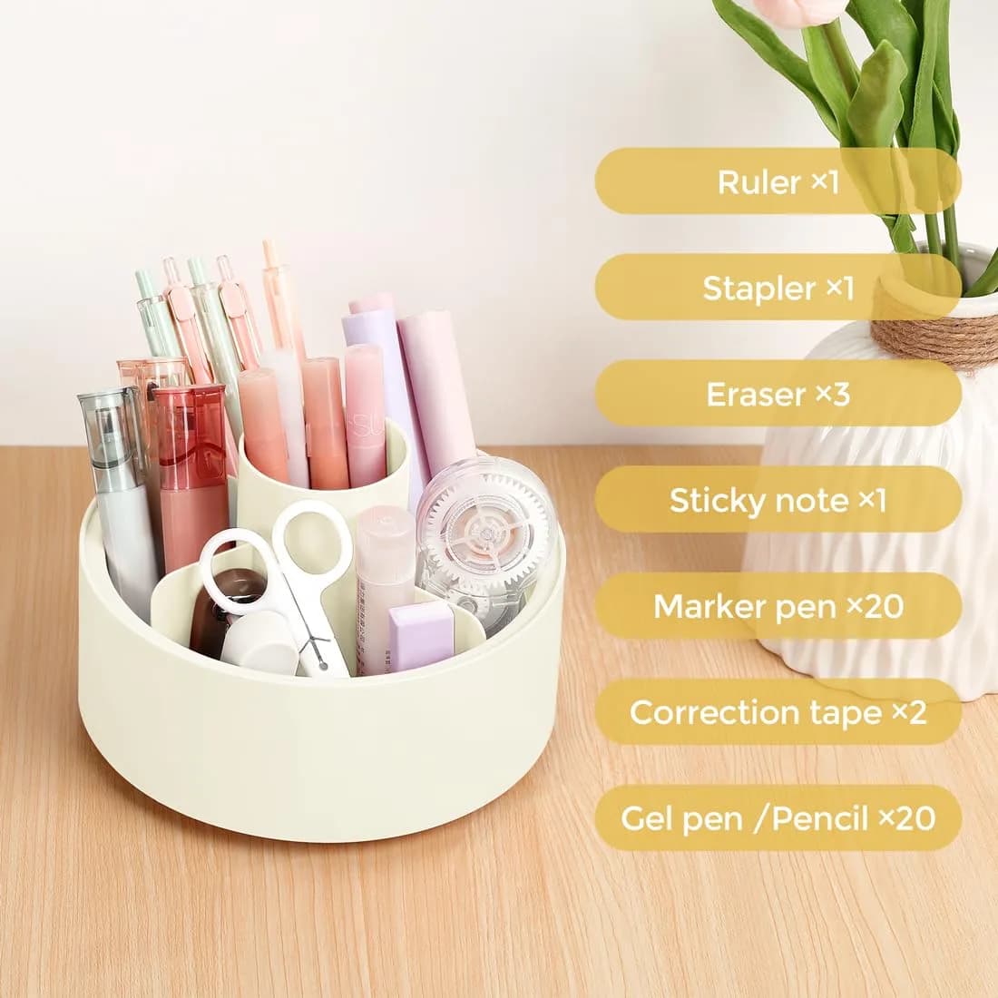 SKYDUE Rotating Pencil Pen Holder with 6 Slots | Desk Organizer for Office, School, Home - view 5