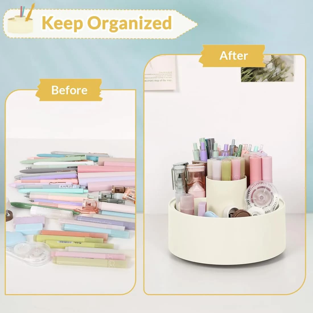 SKYDUE Rotating Pencil Pen Holder with 6 Slots | Desk Organizer for Office, School, Home - view 6
