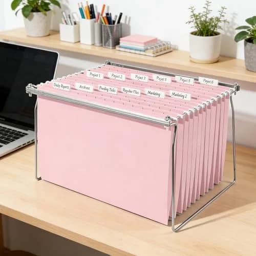 SUNEE Legal Size Hanging File Folders 9.2"x14.8" Pink 25 Pack 1/5-Cut Tabs | Stay Organized for Home and Office thumbnail 7