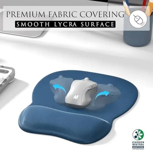 MROCO Ergonomic Mouse Pad with Gel Wrist Rest, 24cm x 20.5cm (9.4 x 8.1 in) | Smooth Lycra Surface & Non-Slip Base thumbnail 2