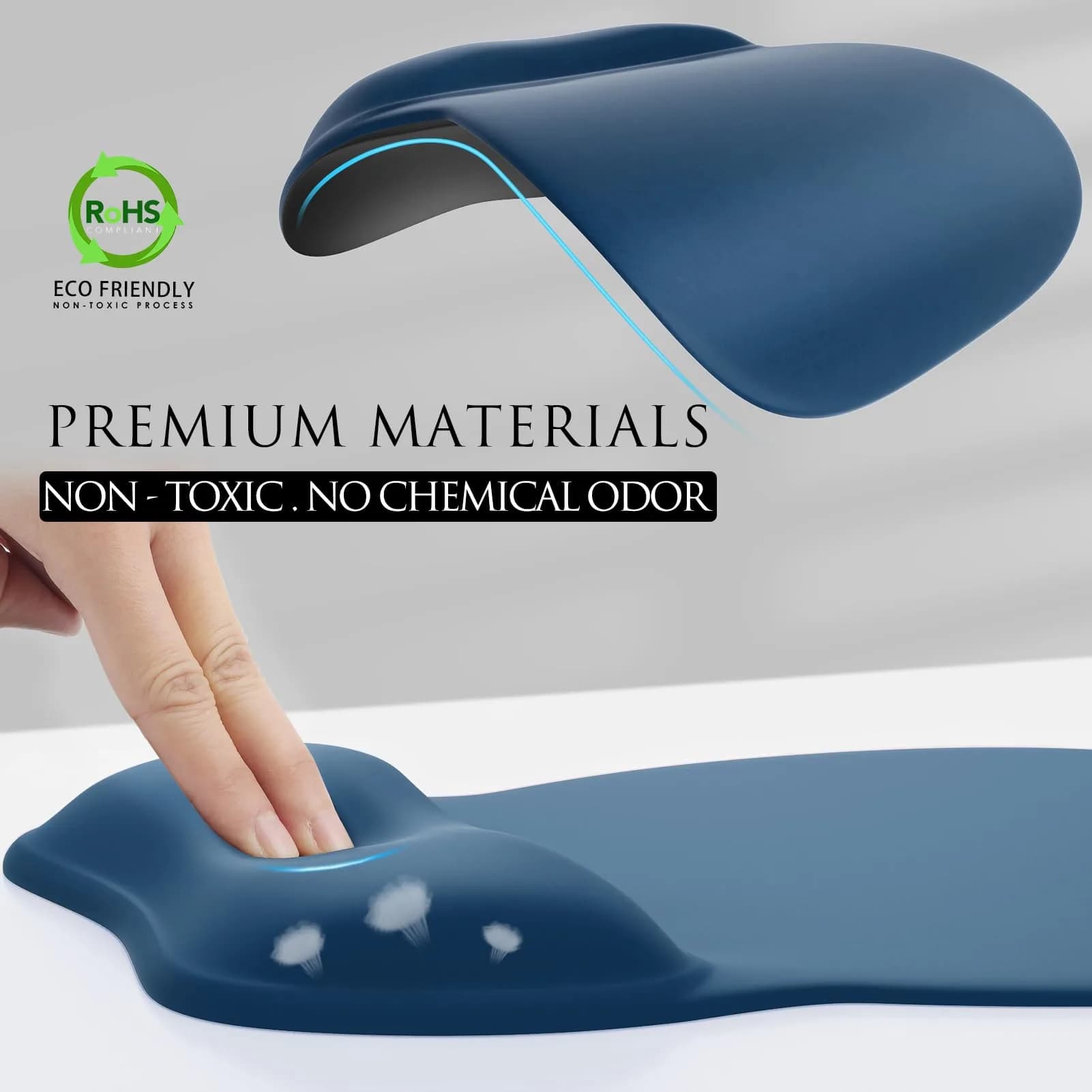 MROCO Ergonomic Mouse Pad with Gel Wrist Rest, 24cm x 20.5cm (9.4 x 8.1 in) | Smooth Lycra Surface & Non-Slip Base - view 3