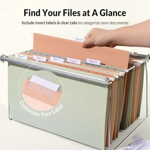 SUNEE Legal Size Hanging File Folders 9.2"x14.8" (25 Pack) | Morandi Colors, 1/5-Cut Tabs, 1" Expansion thumbnail 4