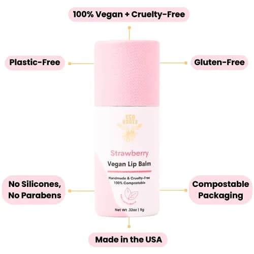 ECO ROOTS Strawberry Scented Lip Balm 2 Pack | Vegan & Organic, Cruelty-Free, Compostable Packaging thumbnail 3