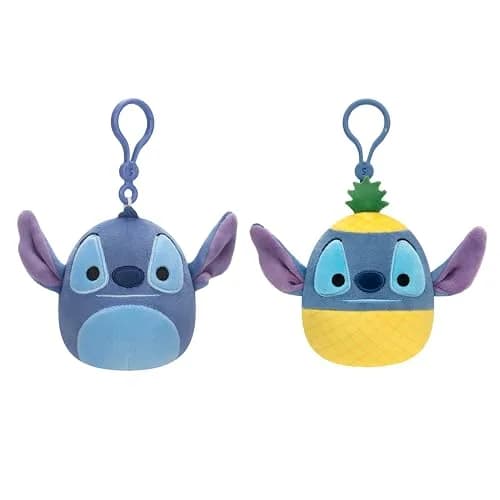 Squishmallows Original Stitch & Pineapple Stitch Clip 2-Pack 7.1cm (3.5in) | Official Disney Plush Toy thumbnail 1
