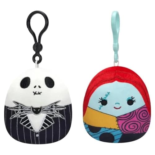 Squishmallows Original Jack Skellington & Sally Clip 2-Pack 7.1cm (3.5in) | Disney Nightmare Before Christmas Plush Toy thumbnail 1