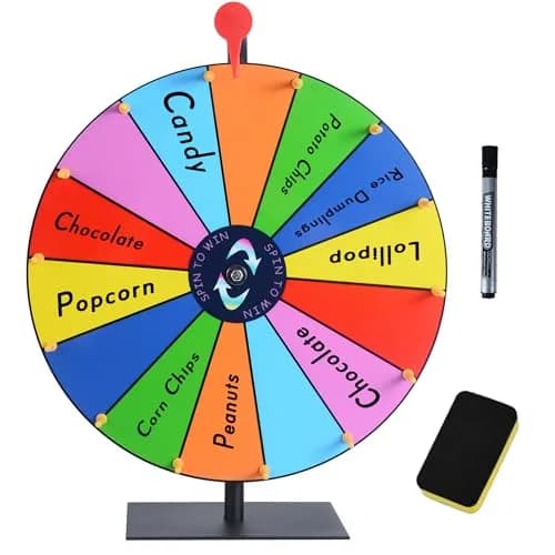 LRMBKM 16 Inch Heavy Duty Prize Wheel with 14 Slots & Dry Erase Surface | Fun for Parties & Events thumbnail 1