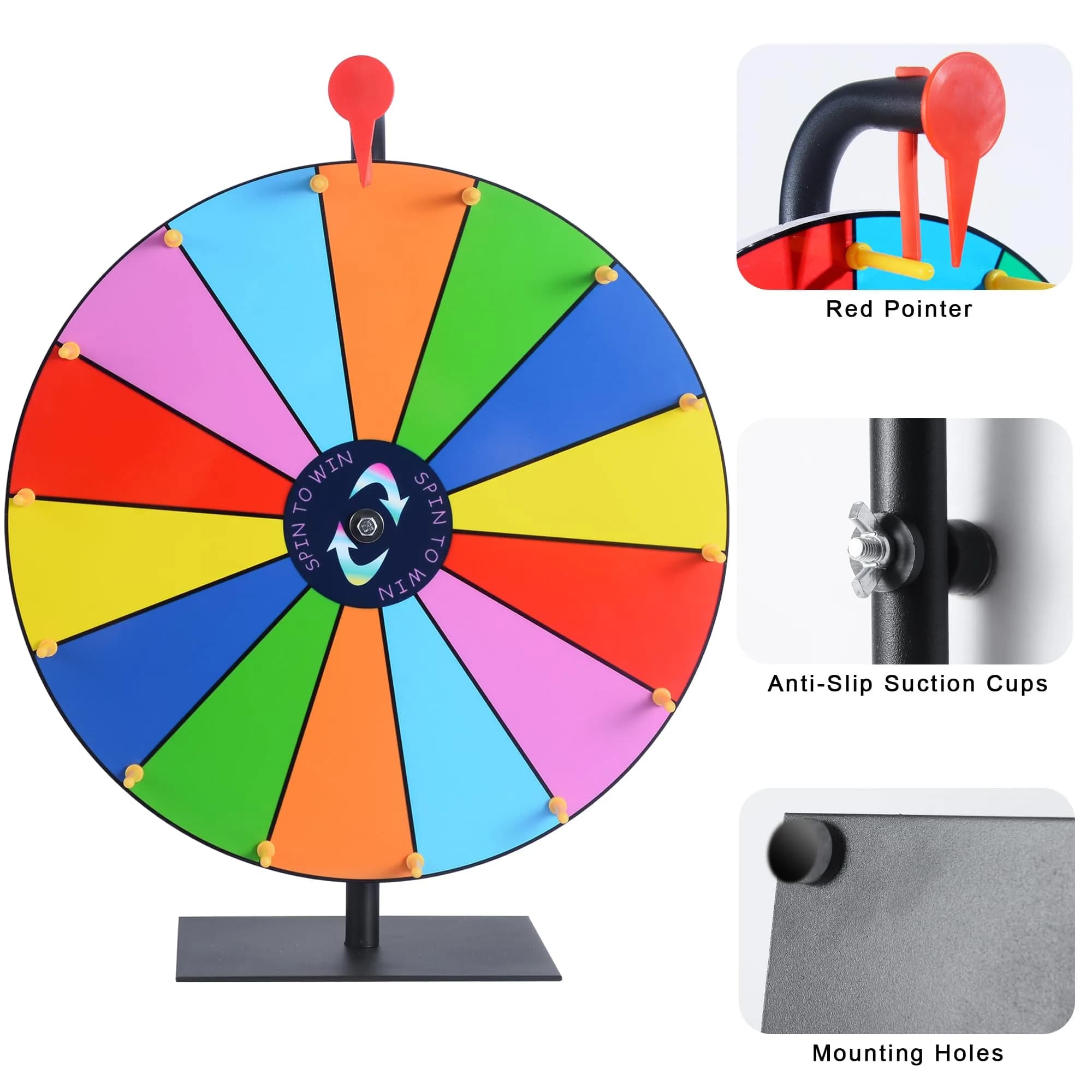LRMBKM 16 Inch Heavy Duty Prize Wheel with 14 Slots & Dry Erase Surface | Fun for Parties & Events - view 3