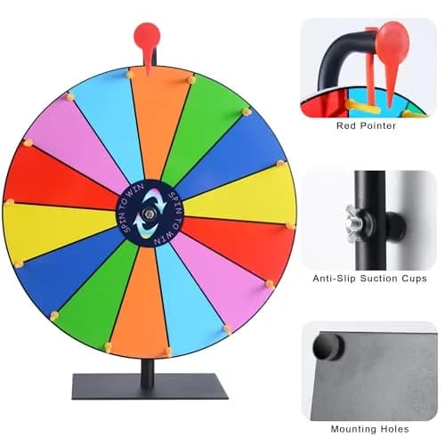 LRMBKM 16 Inch Heavy Duty Prize Wheel with 14 Slots & Dry Erase Surface | Fun for Parties & Events thumbnail 3