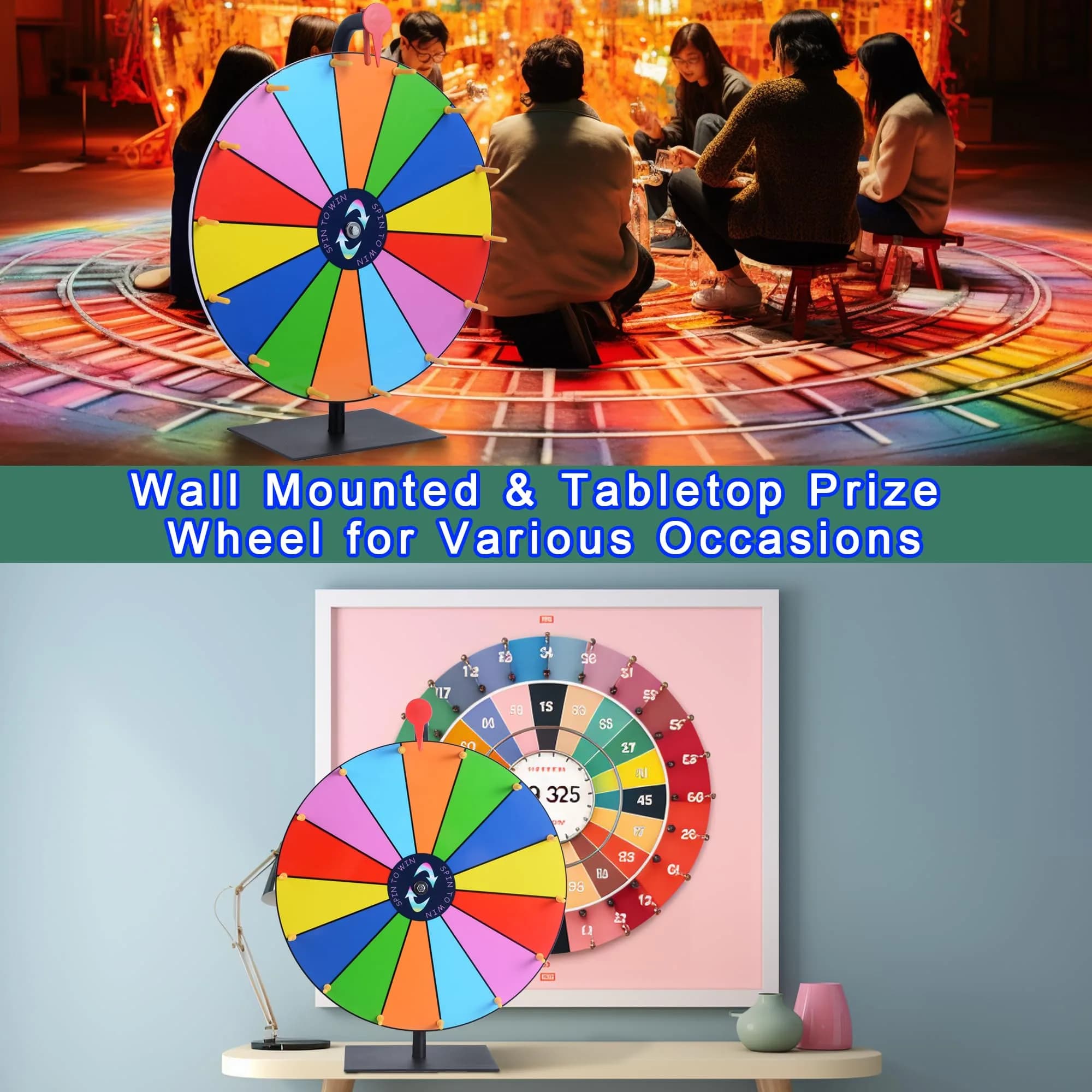 LRMBKM 16 Inch Heavy Duty Prize Wheel with 14 Slots & Dry Erase Surface | Fun for Parties & Events - view 4