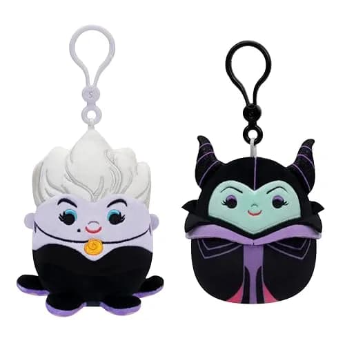 Squishmallows Original Disney Maleficent and Ursula Clip 2-Pack Plush 8.89cm (3.5in) | Official Jazwares Licensed Toy thumbnail 1