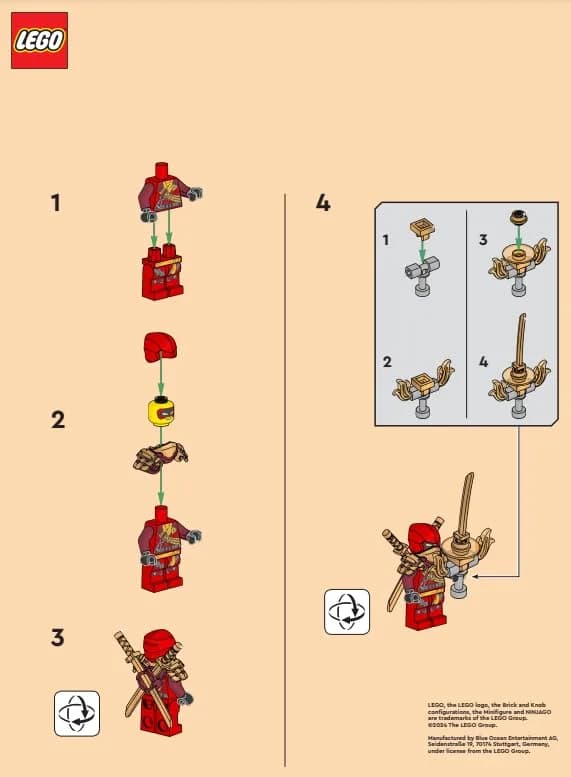 LEGO Ninjago Dragons Rising Season 2 Kai Climber Minifigure with Swords | ASTM-Tested Educational Toy Figure thumbnail 4