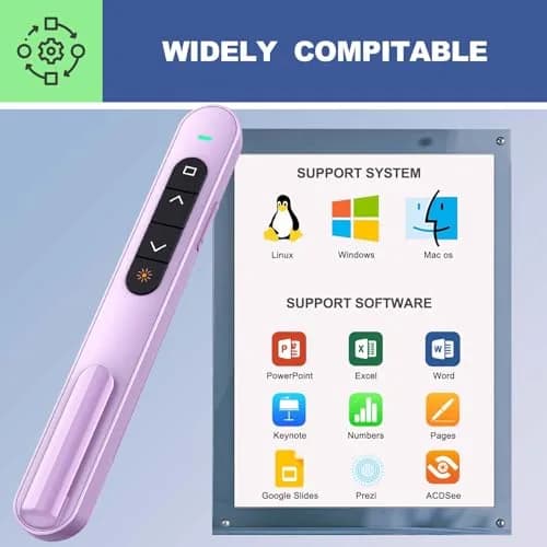 QUI Wireless Presentation Clicker with Volume Control & Red Pointer, 328ft Range | Plug & Play USB Remote for Mac/Windows thumbnail 6