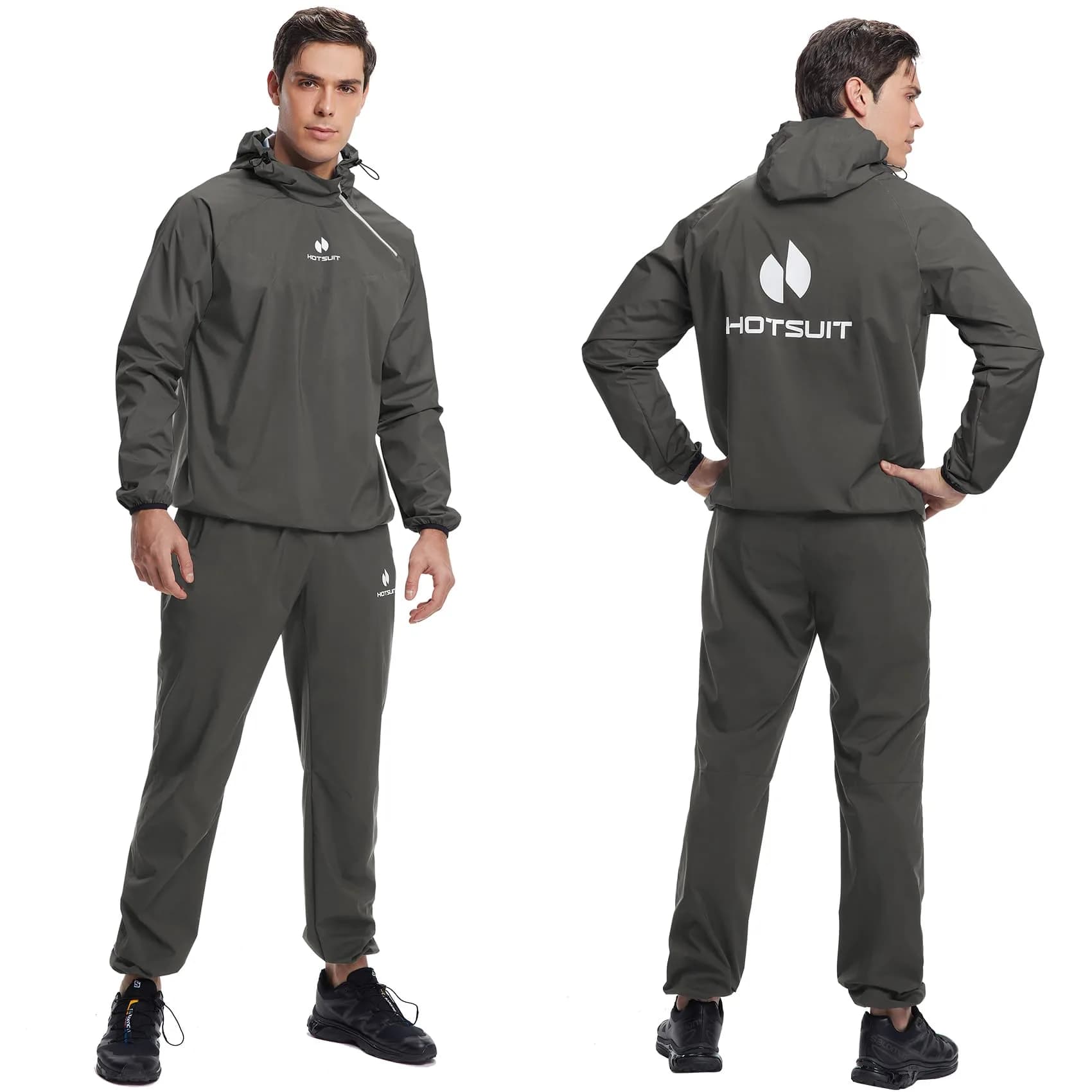 HOTSUIT Sauna Suit for Men Jacket & Pant Set XXL Dark Gray | Sweat-Inducing Workout Gear - view 5