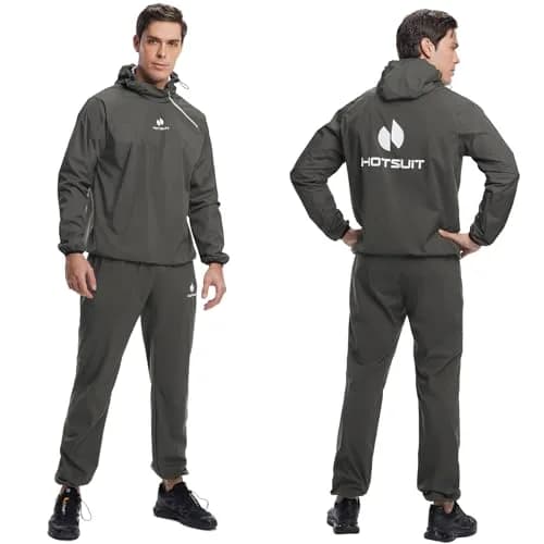 HOTSUIT Sauna Suit for Men Jacket & Pant Set XXL Dark Gray | Sweat-Inducing Workout Gear thumbnail 5