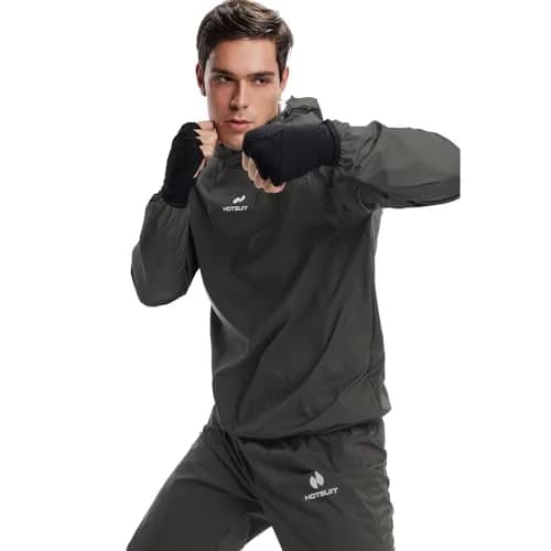 HOTSUIT Sauna Suit for Men Jacket & Pant Set XXL Dark Gray | Sweat-Inducing Workout Gear thumbnail 6