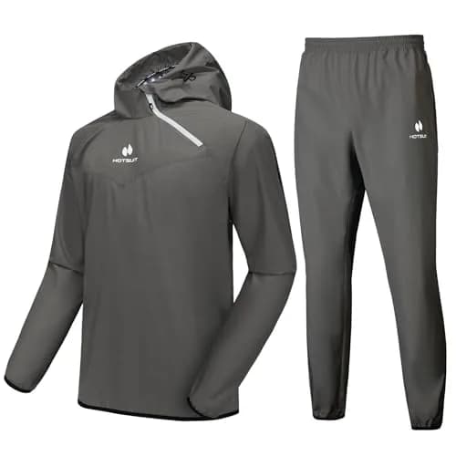 HOTSUIT Sauna Suit for Men Jacket & Pant Set XXL Dark Gray | Sweat-Inducing Workout Gear thumbnail 1