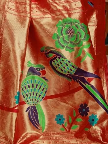 EthnicJunction Women's Silk Blend Paithani Saree with Blouse Piece, Red, 5.5m (18 ft) | Traditional Indian Festive Wear thumbnail 8