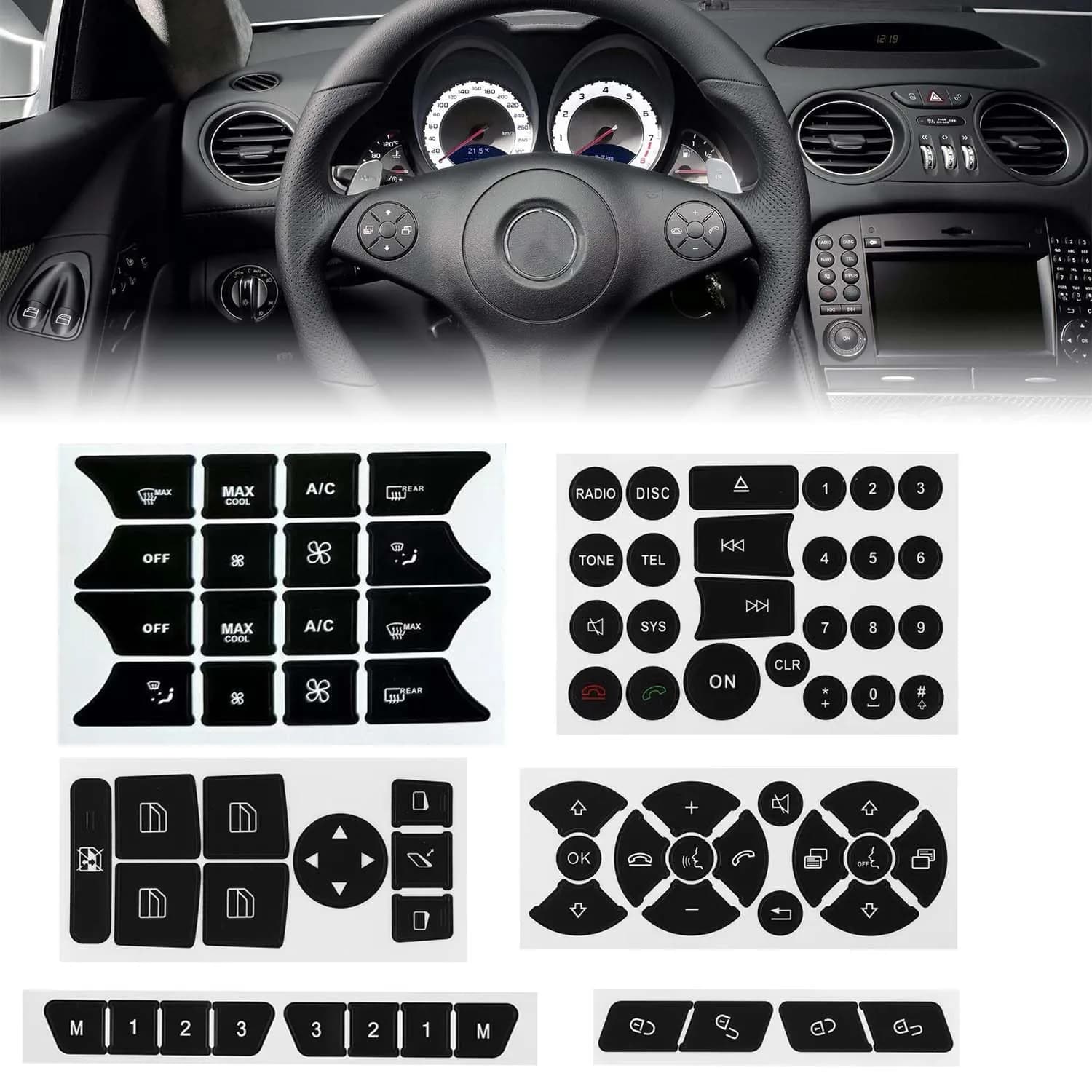 ZSYGYGDKS Dash Button Repair Sticker Kit for Mercedes W204 2008-2014 | Easy Fix for Buttons - main product image