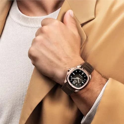 MIDO Multifort TV Big Date Swiss Automatic Watch for Men 40mm Case Brown Dial Brown Rubber Strap thumbnail 5