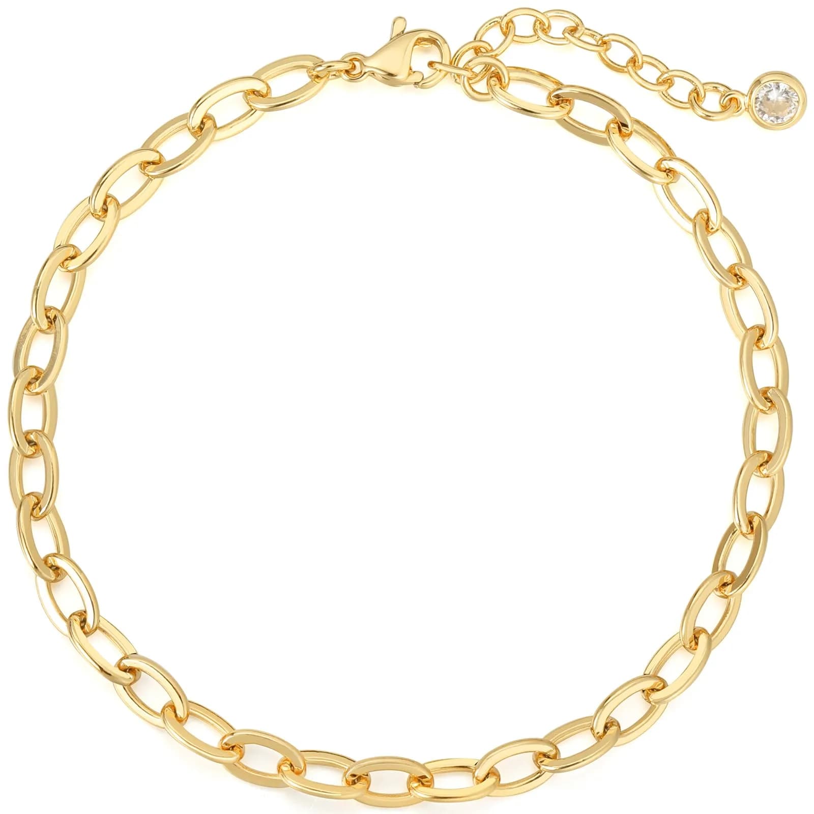 BENEIGE Gold Bracelets for Women Trendy 14k Gold Plated Papercilp Bracelet 8.5 inches | Dainty Circle Chain Link Jewelry - main product image