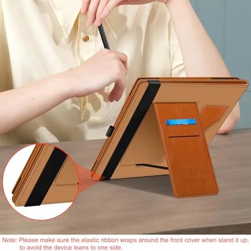 Fintie Stand Case for 10.3" Boox Note Air6 C/Air5 C/Air4 C/Air3 C/Air3 B/W Tablet ePaper | Brown PU Leather Folio with Card Slot & Pen Holder thumbnail 6