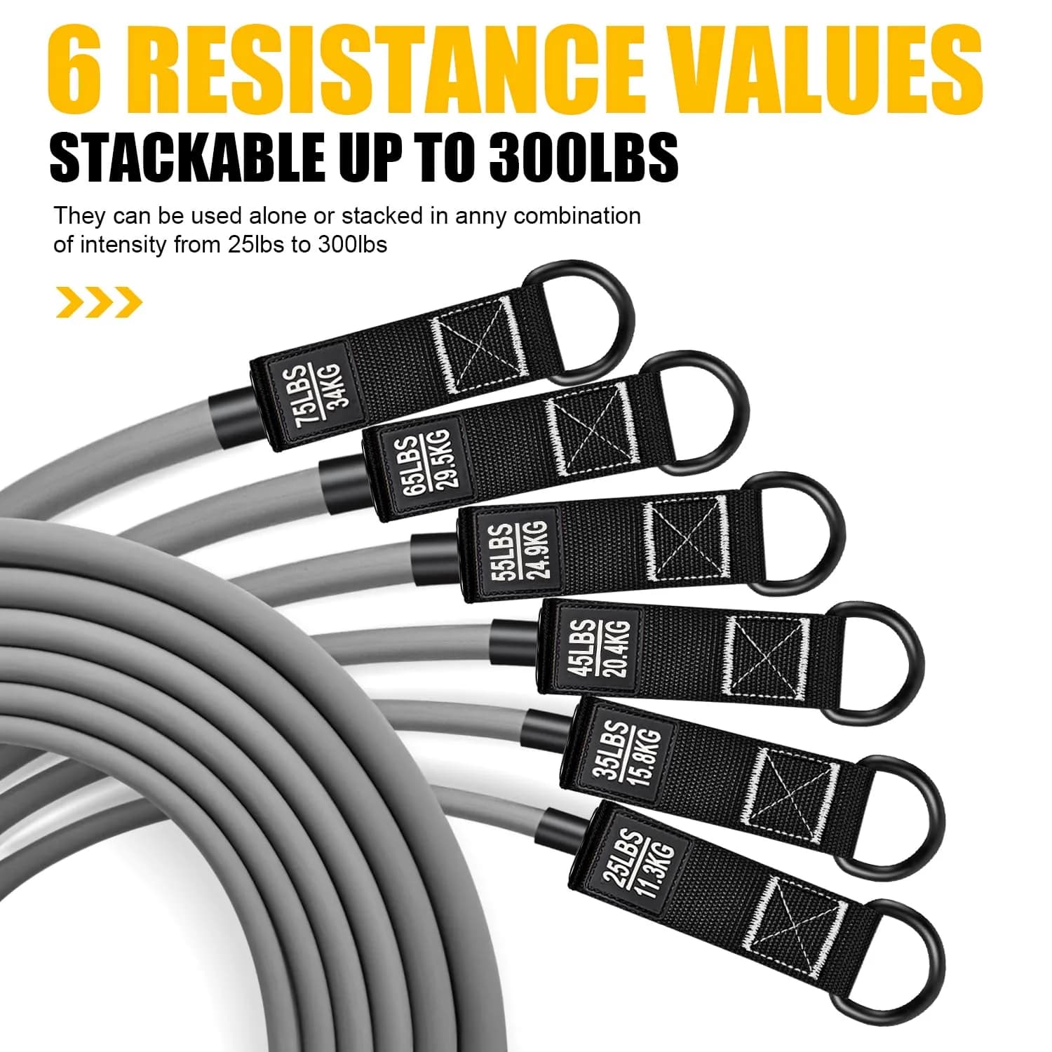 HPYGN 360lbs Black Resistance Bands Set with Handles, Door Anchor & Ankle Straps - view 2