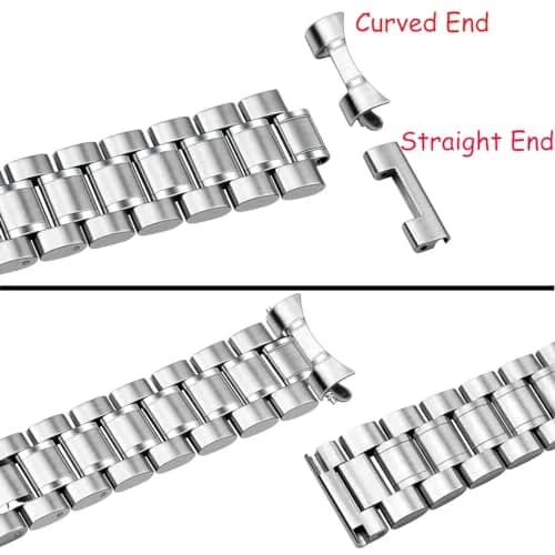 Juntan 20mm Stainless Steel Watch Band Silver | Quick Release Metal Bracelet with Double Folding Buckle thumbnail 6