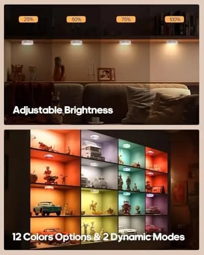 GOODEA.fun Rechargeable Puck Lights with Remote, 13 RGB Colors, 3 Pack | Modern LED Tap Lights for Cabinets & Shelves thumbnail 4