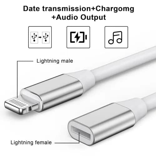 DESOFICON Lightning Male to Female Adapter 9cm (3.5 inch) | Extends iPhone Charging, Audio, Data thumbnail 2