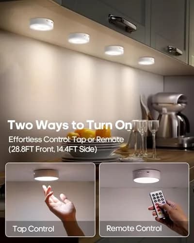 GOODEA.fun Rechargeable Puck Lights with Remote, 6 Pack White & 13 RGB Colors, 8.5cm (3.3in) Diameter thumbnail 5