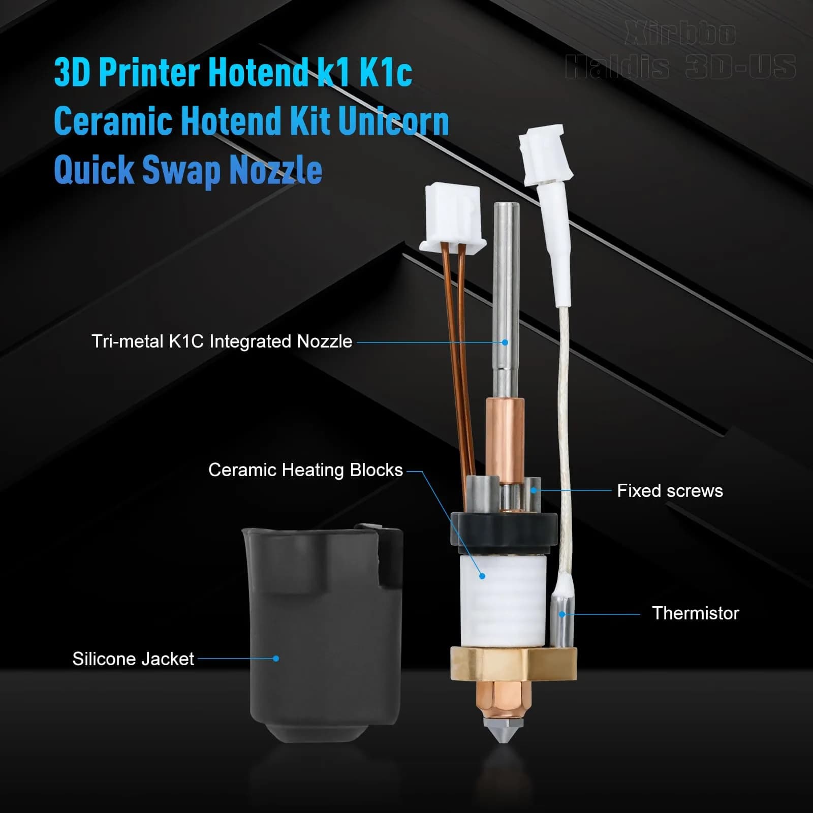 Xirbbo K1 Ceramic Hotend Kit with Unicorn Quick Swap Nozzle for K1 Max K1C 3D Printer | 300°C High-Temp - view 5