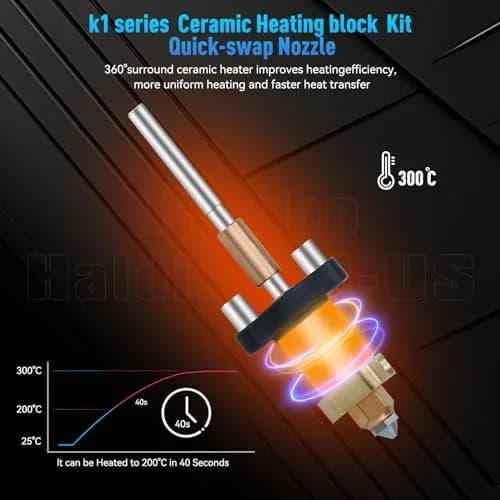 Xirbbo K1 Ceramic Hotend Kit with Unicorn Quick Swap Nozzle for K1 Max K1C 3D Printer | 300°C High-Temp thumbnail 3