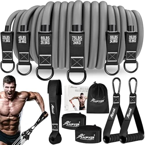 HPYGN Heavy Resistance Bands Set with Handles for Men | 300lbs Max Tension, 6 Levels thumbnail 1