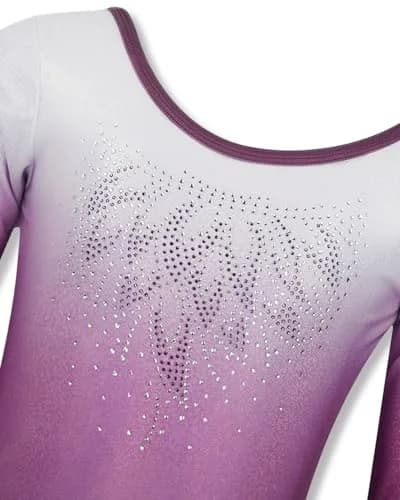 Gogokids Girls Long Sleeve Gymnastics Leotard Set with Shorts & Hairband, 8-9 Years (Purple) thumbnail 3